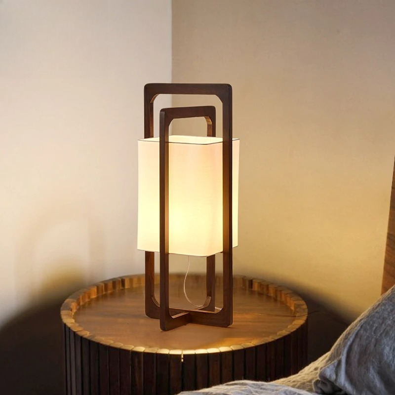 Japanese Lighting Decor - Japanese Wabi-sabi Walnut Wood Zen Art