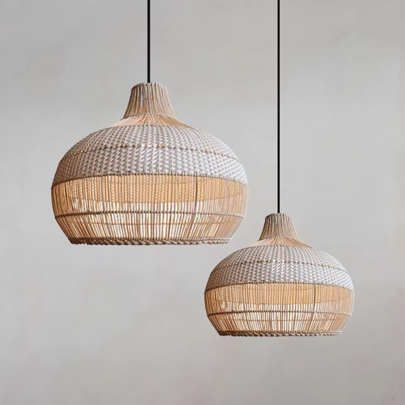 Japanese Lighting Decor - Japanese Wabi Sabi Rattan Weave Pendant