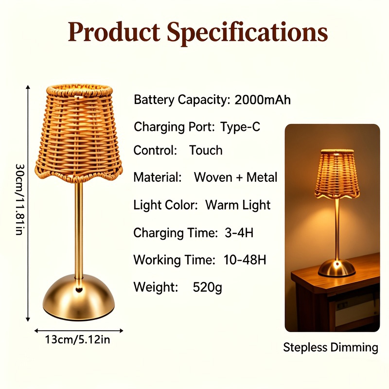 Bohemian Woven Rattan Art Tabl - огляд і ціна Lighting Decor For Home