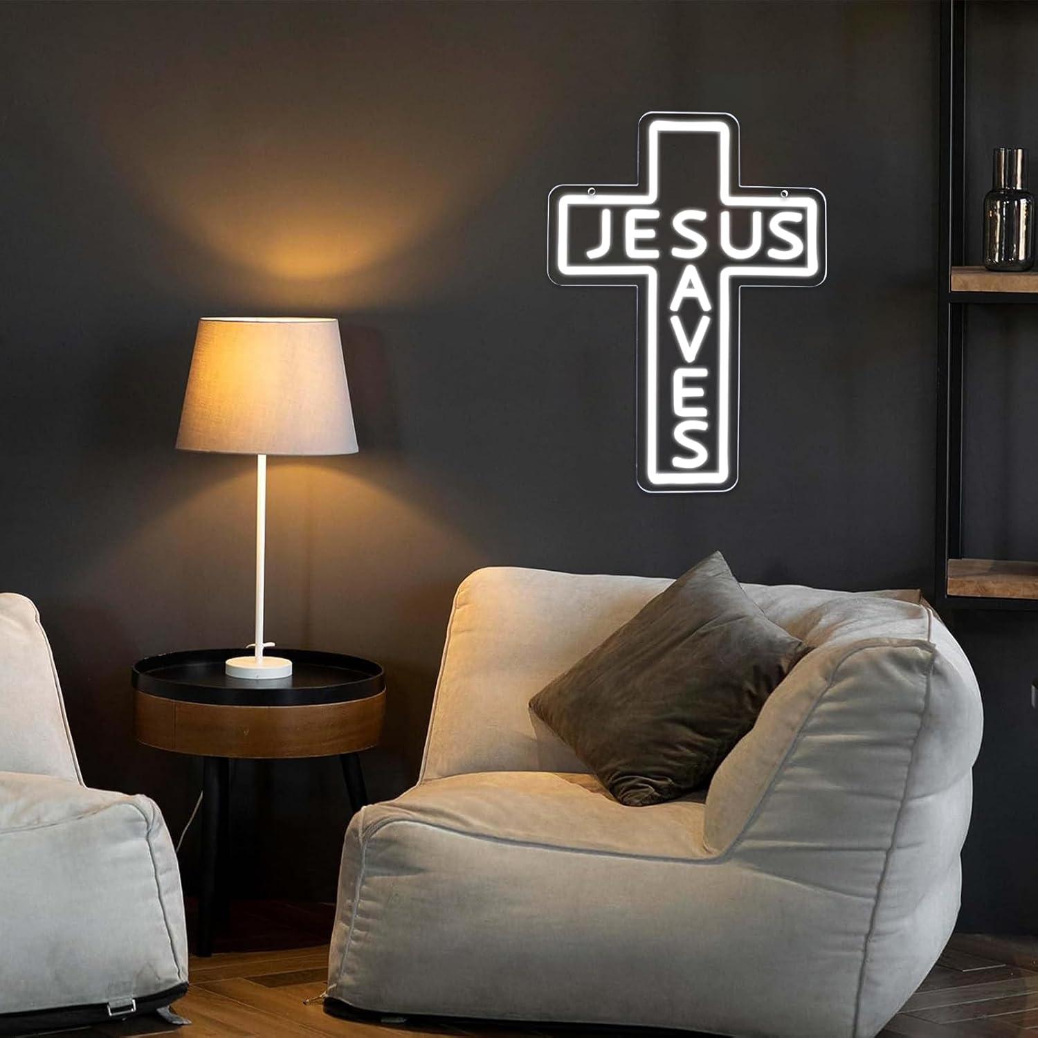 Jesus Saves Cross Neon Signs U - огляд і ціна Lighting Decor Room