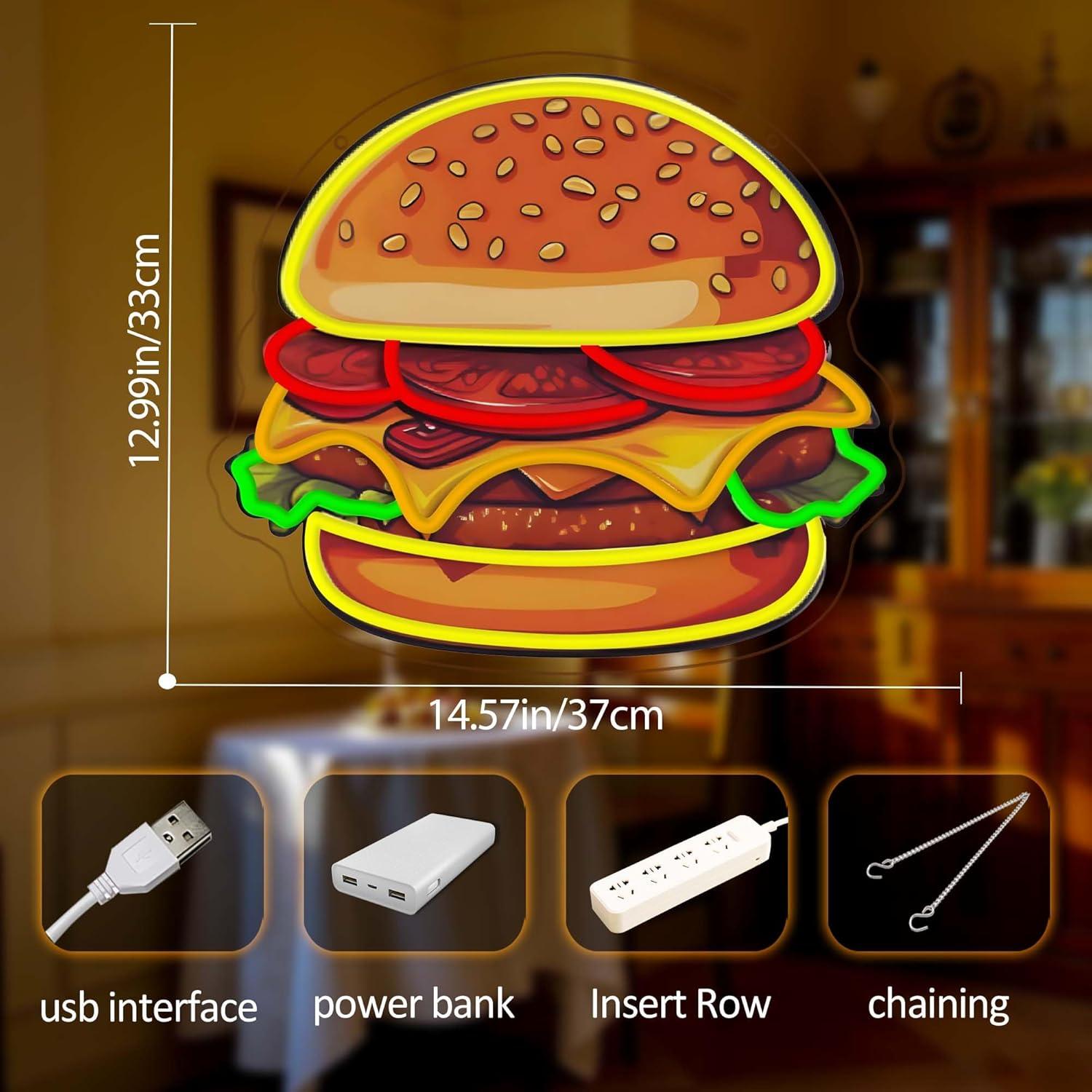 Burger Neon Sign LED Hamburger - огляд і ціна Lighting Decor Ideas
